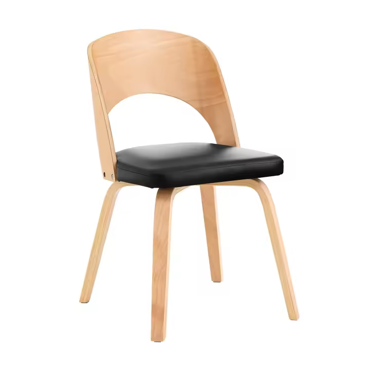 SoBuy FST97-SCH  Silla de Madera con Respaldo y Asiento Tapizados Natural y Negra, 48cm x 55cm x 79 cm - 1