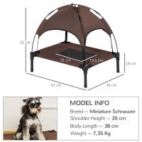 PawHut Cama Elevada para Mascotas Portátil con Toldo Extraíble Tela Transpirable al Aire Libre para Interior y Exterior 61x46x62 cm - details 3