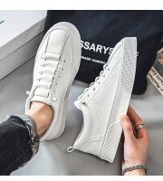 Zapatillas Blancas Para Hombre 2024 Moda Primavera Casual Con Cordones Punta Redonda Planas Zapatos Deportivos Ajuste Talla Normal - details 11