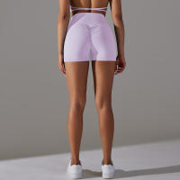 Shorts Deportivos Sin Costuras Cintura Alta Push up Yoga Elásticos Para Gimnasio Y Correr Shorts Transpirables De Poliéster Y Nylon - details 13