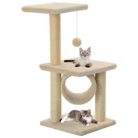 vidaXL Rascador Gatos con Poste Rascador de Sisal 65cm Mascotas Color Azul oscuro,  Beige con huellasde patas,  Gris con huellas de patas y mas - details 3