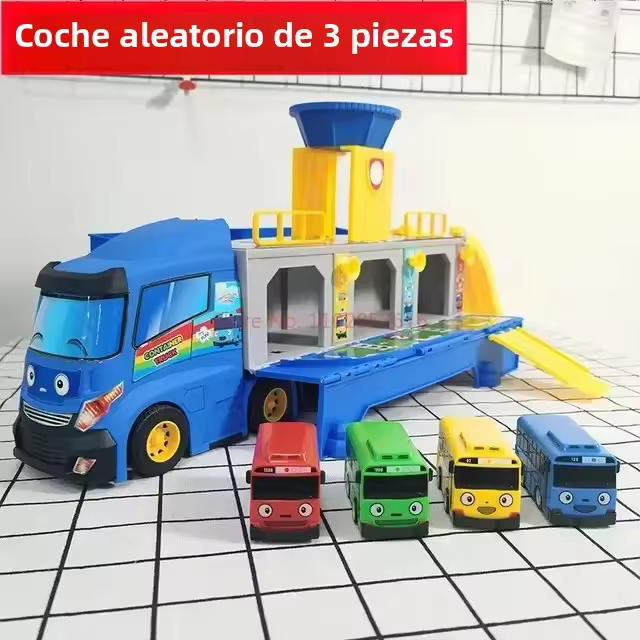 Caja De Almacenamiento De Juguetes Tayos El Pequeño Autobús Con 3 Coches Miniatura De Retroceso Para Niños Regalo De Cumpleaños - 1