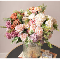 Bouque De Flores Artificiales Hydrangea En Rosa Para Decoración De Hogar Bodas Fiestas Accesorios De Decoración De Party - details 1