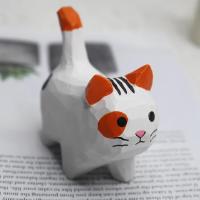 Adornos De Gato De Madera Hechos a Mano Ornamento De Animal Creativo Para Escritorio Decoración De Artesanía Tamaño Pequeño - details 9