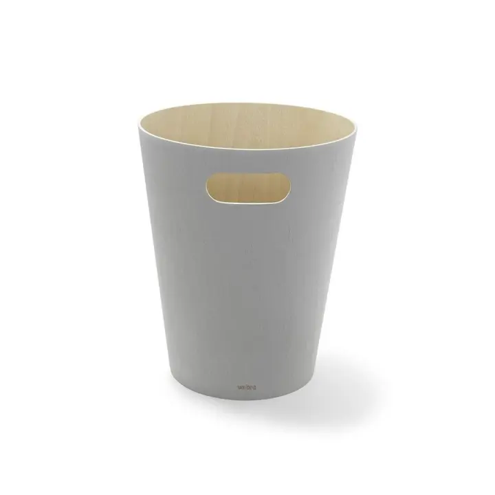 Dcasa Papelera Madera natural tratada con acabado gris - 1