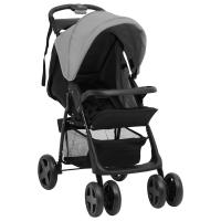 vidaXL Carrito de bebés 2 en 1 de acero y negro en color Gris oscuro/Gris claro - details 1