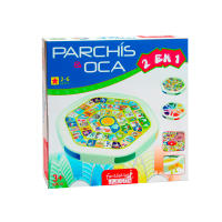 UD - Fantastiko Oca y Parchis  2 en 1  ,37X35CM Tablero resistente y portátil,Sistema de dados integrado , ideal para grupos hasta 6personas - details 0