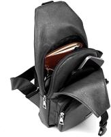 Bolso bandolera antirrobo para el pecho, mochila de piel sintética para hombre con cable USB, mochila vintage cruzada para senderismo informal al aire libre. - details 3