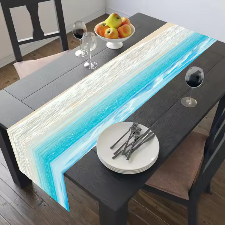 Mantel De Lino Duradero Tópico Marítimo Para Todas Las Estaciones Decoración Para Fiestas De Comida Mantel De Tela Impresión 33x183 Cm - 1