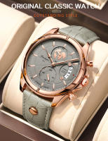 Reloj De Cuarzo Para Hombre POEDAGAR Lujo Chronógrafo Impermeable Con Fecha En Cuero Estilo Casual Reloj Deportivo Para Hombres - details 7