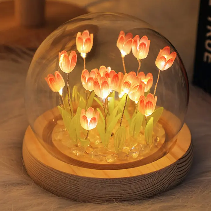 Lámpara De Noche Flor De Tulipán DIY Operada Por Batería Lámpara De Mesa LED Para Decoración Del Hogar Y Regalo Luz De Noche De 10/20Pcs - 1