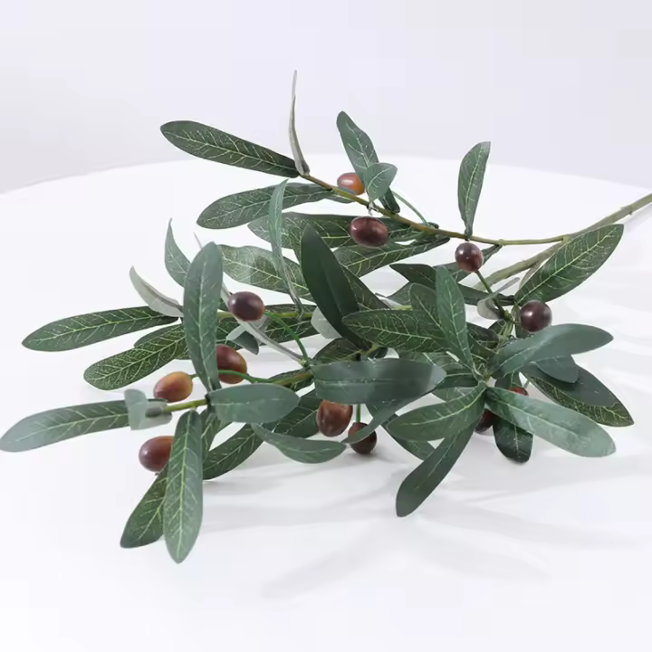 Rama De Olivo Artificial Verde Hojas Para Navidad Plantas Falsas Para Decoración De Bodas Y Casas Flores De Seda Para Fotografía - 1