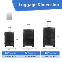 S7 STAR Juego 3pcs Maleta PP Resistente 20/24/28inch , Set Equipaje Rígida de Viaje, Cabina Pack de Moda con 4 Ruedas Giratorias Multidireccionales 360°, Maleta Expandible de Moda Color Puro - details 2