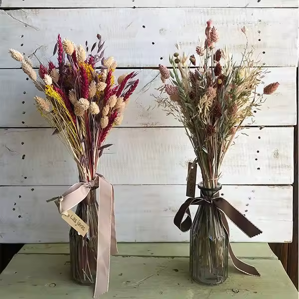 Tusplantas - Ramo de Flores Secas y Preservadas - Jarrón Incluido - 1