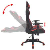 vidaXL Silla de escritorio reclinable Racing de cuero artificial roja - details 2