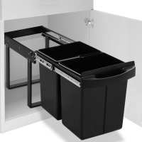 vidaXL Cubo de Basura Extraíble en Armario de Cocina Cierre Suave Papelera Dimensiones 48 x 34.3 x 35.1 cm/ 36 L, 51.8 x 34 x 41.3 cm/ 48 L - details 1