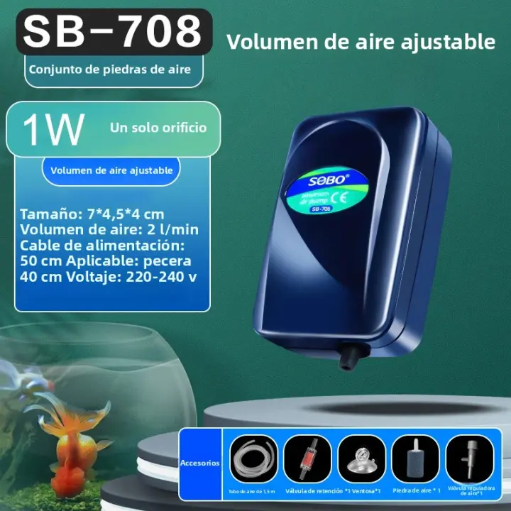 Bomba De Aire Para Acuario SOBO Silenciosa Con Regulación Del Volumen De Aire Alta Potencia Oxigenadora Compressor De Aire Aerador 220v 12w Para Peces - 1