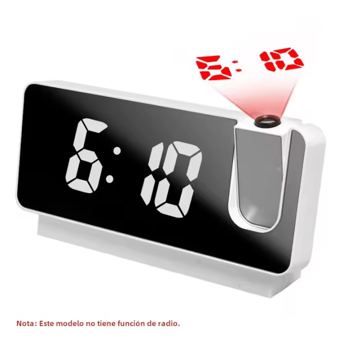 Reloj de Alarma digital LED con proyector de tiempo y Radio FM función Snooze y Despertar Doble USB - 1