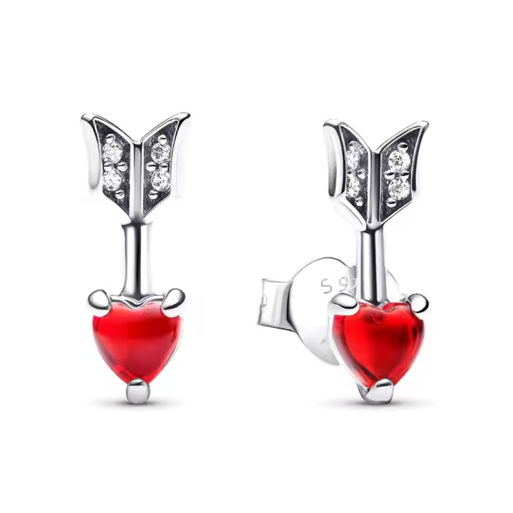 Pandora 293668C01 Pendientes de Pendientes flecha y corazón de cristal de Murano Plata de ley 3.8*4.9*12.7 mm - 1