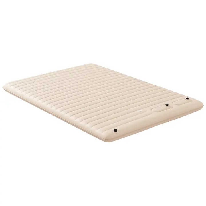 Outsunny Colchón Hinchable, Cama Hinchable, Cama de Camping Plegable para 2 Personas con Bomba de Pie, Bolsa de Transporte, para Acampar, Viajar, Poliéster, Blanco, 195 x 140 x 10 cm - 1