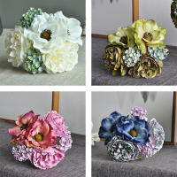 Lindo Bouquet De Flores Artificiales De Seda Blanca Peonía Nórdica Para Bodas Decoración De Hogar DIY Scrapbook Anémona Eterna - details 5