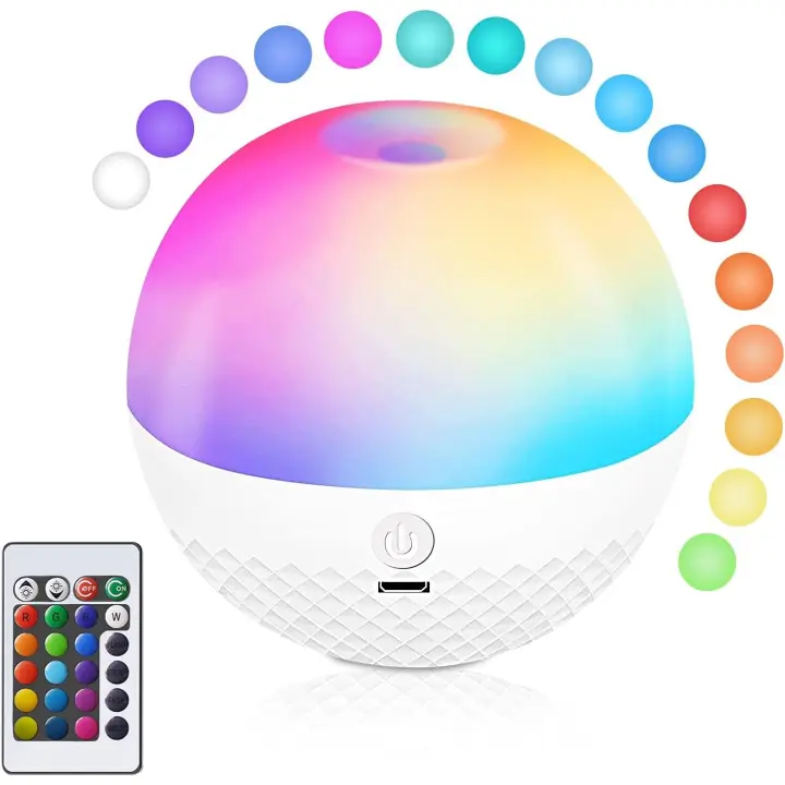 Luz de noche para niños, luz de noche táctil, lámpara de noche recargable por USB con control remoto, 16 cambios de color - 1