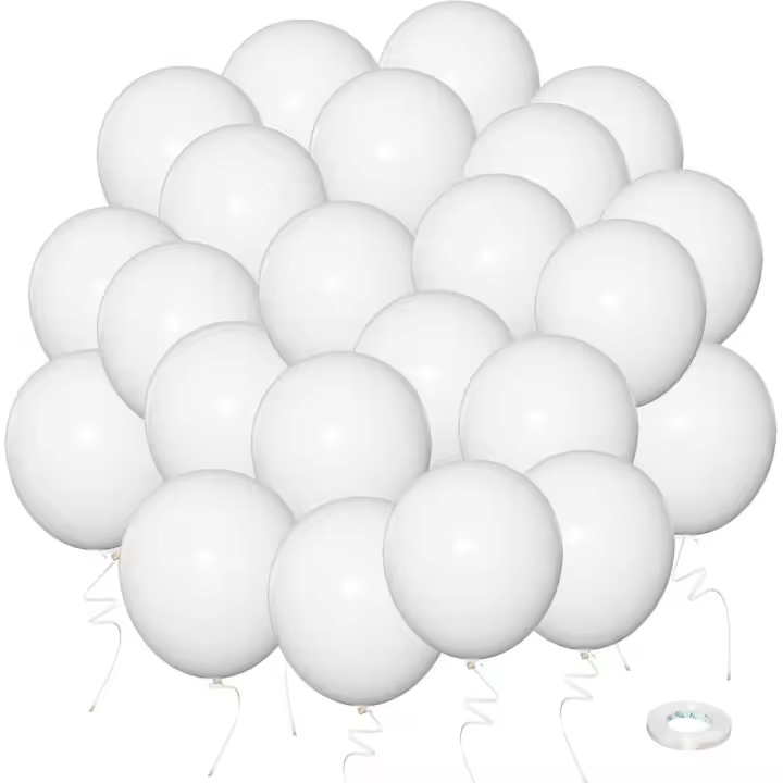 100pcs Ballons Blancs, 30cm Ballons de Fête Blancs en Latex Hélium 12 Pouces Guirlande de Ballons Blancs pour Baby Shower, Mariage, Décoration de Fête d'Anniversaire - 1