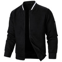 Chaqueta De Manga Larga Para Hombre Con Cuello Erguido Y Cremallera Estilo Casual Chaqueta De Patoche Con Patrón Cuadriculado - details 24
