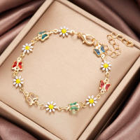Pulsera De Flores Doradas Con Patrón De Margarita Moda Minimalista Aesthetic Para Mujer Joyería De Boda Y Fiesta Regalo - details 4
