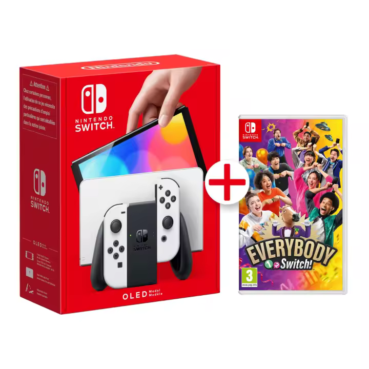 CONSOLA NINTENDO SWITCH OLED BLANCA O NEON CON JUEGO FÍSICO EVERYBODY 1 2 SWITCH! VERSIÓN ESPAÑOLA GARANTÍA EUROPEA - 1