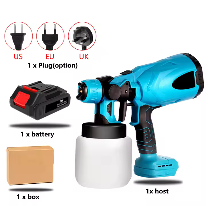 PISTOLA DE PULVERIZACIÓN eléctrica, pulverizador de pintura inalámbrico, aerógrafo de revestimiento de acero para muebles de coche, Compatible con batería Makita de 18V, 800ML, - 1