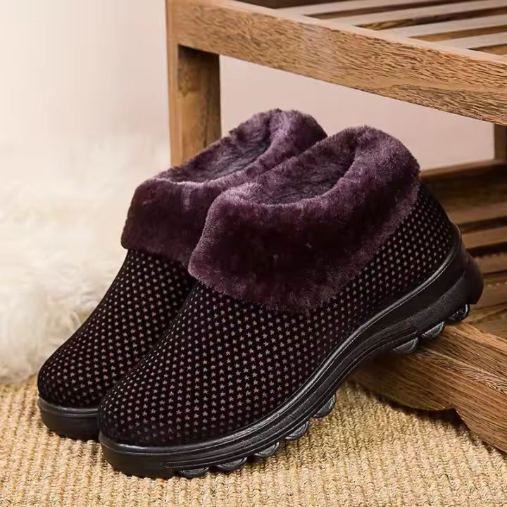 Women Platform Short Boots Casual Slip On Plush Lined Boots Comfortable Winter Boots - 1