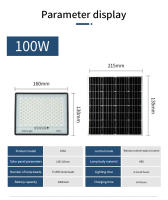 Lámpara Solar De Jardín LED Super Brillante Controlada Con Alta Potencia 100W 200W 300W Resistente Al Agua Para Exteriores Estilo Moderno - details 0