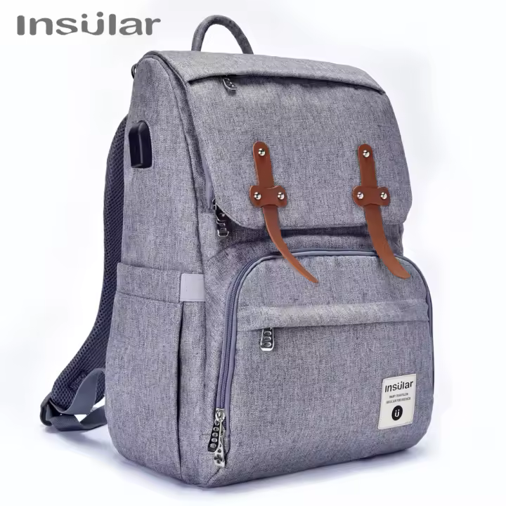 Bolsa De Diaper Para Bebé Y Mamá Insular De Gran Capacidad Impermeable Multi-funcional Para Viajes Al Aire Libre Con Estilo De Mochila - 1