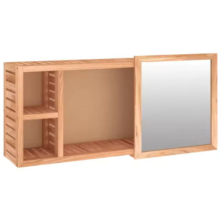 vidaXL Armario con espejo madera maciza nogal 80x17x34 cm - 1