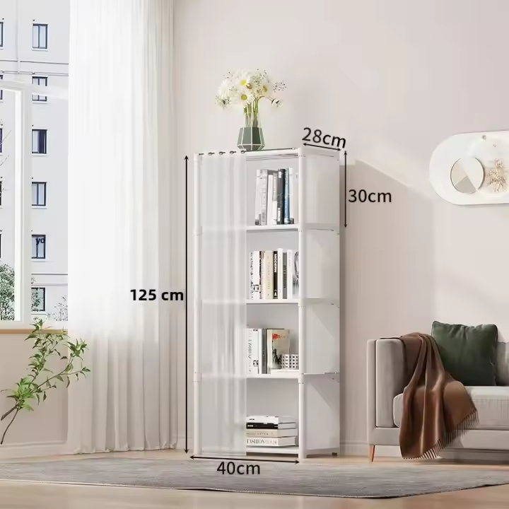 Organizador De Armario Antipolvo 6/5 Capas Alto Capacidad Para Dormitorio Armario Abierto De Almacenamiento Sencillo Montaje Partición Estante De Libros - 1