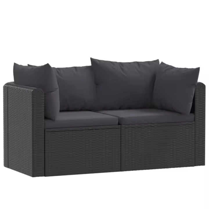 Set de sofás de jardín 2 piezas y cojines ratán sintético negro - 1