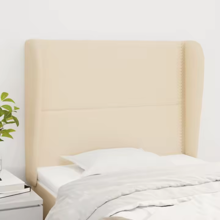 vidaXL Cabecero con orejas de tela color crema 103x23x118/128 cm - 1