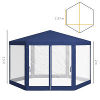 Gazebo 4x3m Hexagonal Impermeable Estable Resistente al Frío Gazebo con Mosquiteros Tienda de Fiesta Tienda de Jardín con 6 Paneles Laterales Gazebo de Jardín para Jardín de Camping, Azul - details 6