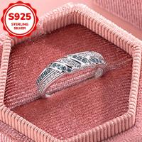 anillo femenino de diseño elegante retorcido,   925 incrustado con circonita sintética cúbica,   para boda,  , aniversario,  , banquete detalles 4