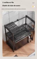 Estante acero de almacenamiento de cocina, estante para microondas dos capas, organizador de condimentos, estantes de almacenamiento simples multicapa para encimera, accesorios de cocina - details 5