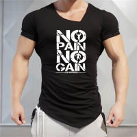 Camiseta De Algodón Para Hombre Con Cuello En V Y Manga Corta Transpirable Y Ajustada Para Gimnasio Y Entrenamiento Estilo Casual Con Bajo Irregular - details 3
