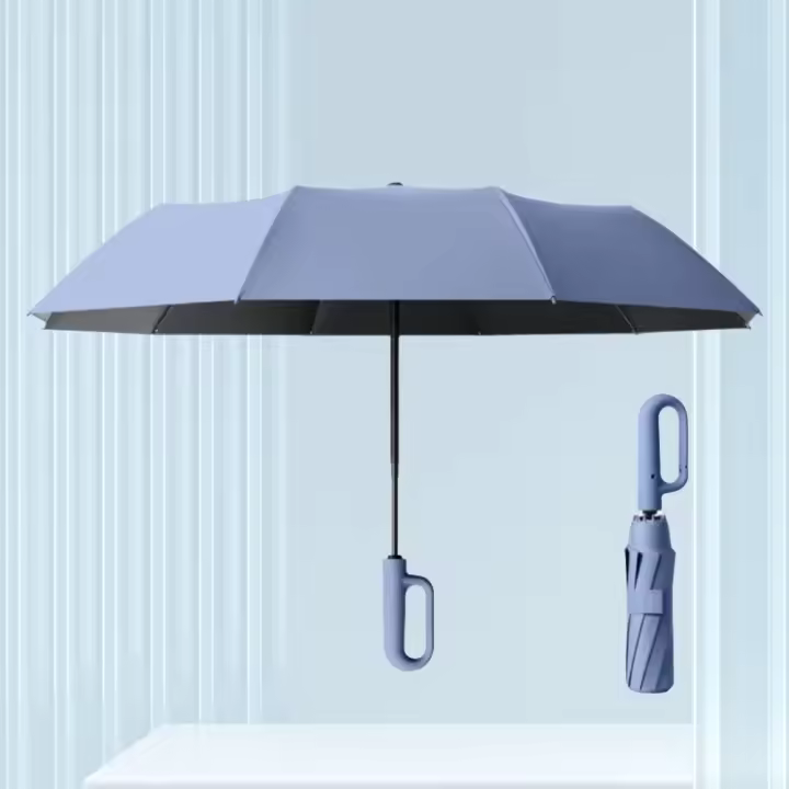 Paraguas Automático De Alta Gama Con Mango De Cierre Vinilo Protección Contra Lluvia Y Sol Tela De Nylon 190T Plegable a Tres Secciones - 1