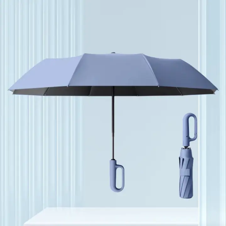 Paraguas Automático De Alta Gama Con Mango De Cierre Vinilo Protección Contra Lluvia Y Sol Tela De Nylon 190T Plegable a Tres Secciones - 1