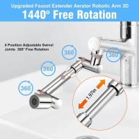 Extensor De Grifo Robótico Retráctil Universal Con 1440 ° De Giradiscos Para Cocina Aerator De Agua De 2 Modos De Flujo - details 1