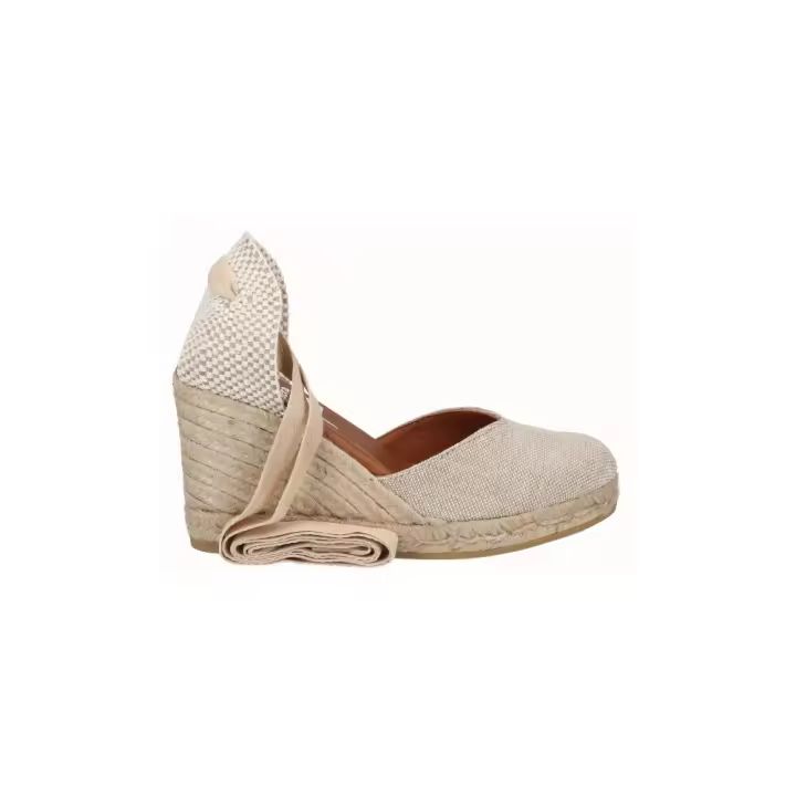 VIGUERA 1939 NATURAL Alpargatas de mujer 35894 25V VALENCIANA CINTAS CUÑA YUTE LINO NATURAL - 1