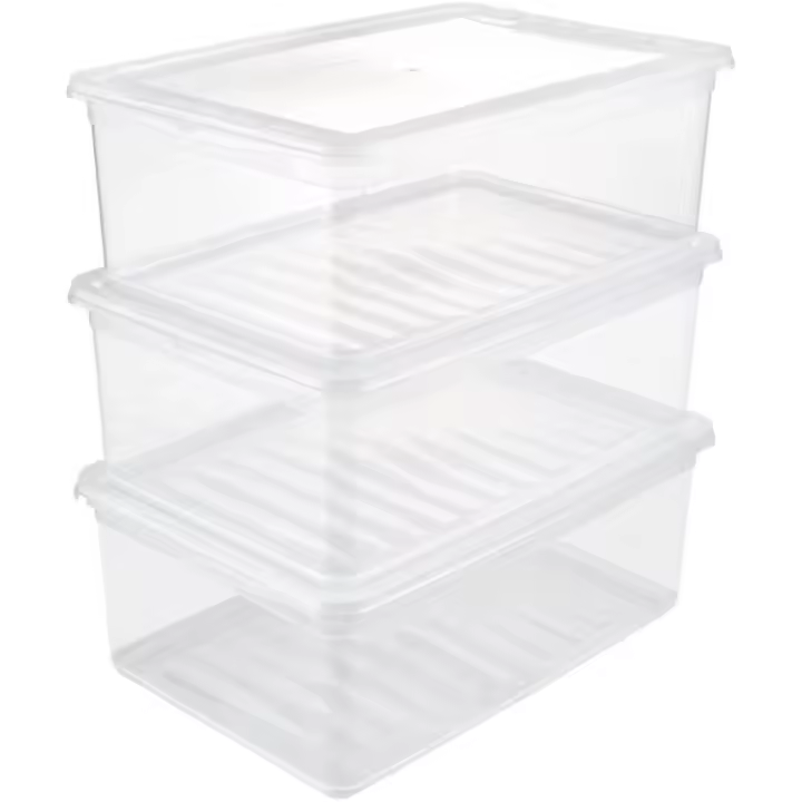 Set Cajas de almacenaje 3x11 L, Plástico, Natural Transparente, 39 x 26.5 x 14 cm KEEEPER - 1