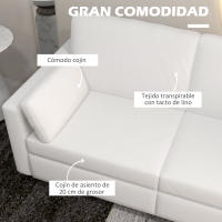 HOMCOM Sofá de 3 Plazas Sofá de Salón Tapizado en Poliéster con 2 Cojines Acolchado Sofá de Diseño para Dormitorio 178x82x85 cm Crema - details 4