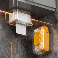 Caja De Pañuelos Adhesiva En La Pared Plástico Espaciosa Y Sin Perforar Soporte Para Papel Higiénico Para Escritorio Oficina - details 2