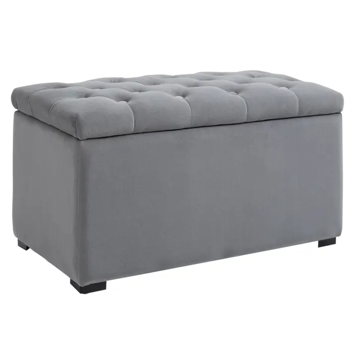 HOMCOM Banco 3 Piezas con Espacio de Almacenamiento, 2 Taburetes, Tapizado, Cómoda, Reposapiés, Caja de Almacenamiento, Reposapiés, Plegable, Capacidad hasta 130 kg, Material de Microfibra, Espuma, Material de Madera, Gris Claro, 75 x 40 x 42cm - 1